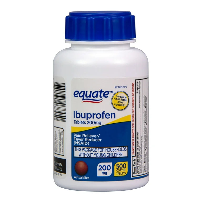 Ibuprofeno, marca Equate, 200 mg, 500 pastillas