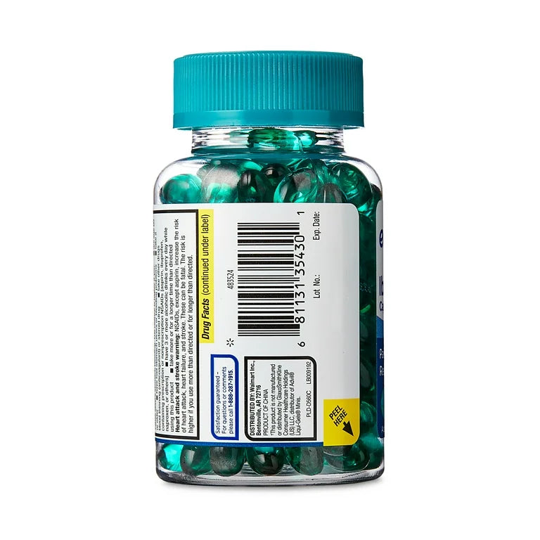Ibuprofeno, marca Equate, 200 mg, 160 cápsulas de Gel